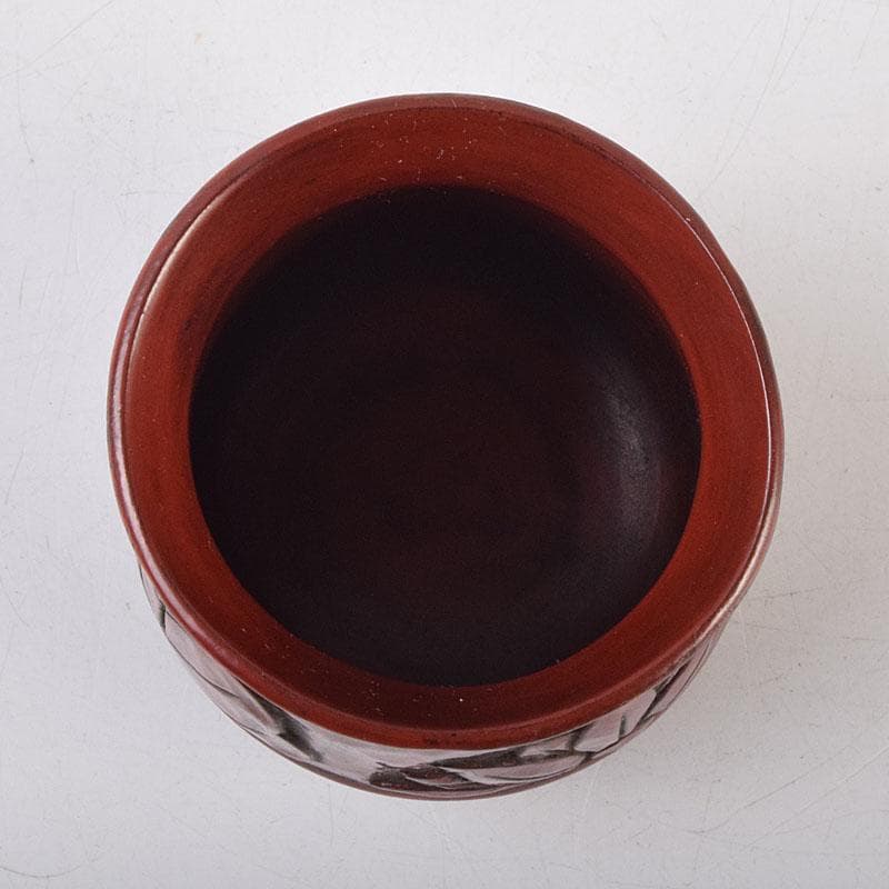 佐藤宗岳　鎌倉彫　花葉文　楊枝入　共箱　V　R9253