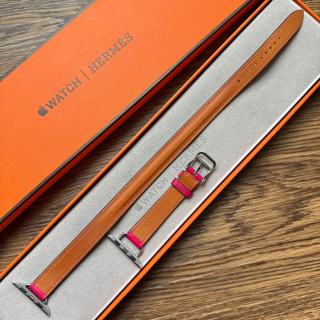 2395 Apple Watch エルメス　ローズメキシコ　二重　レザーベルト