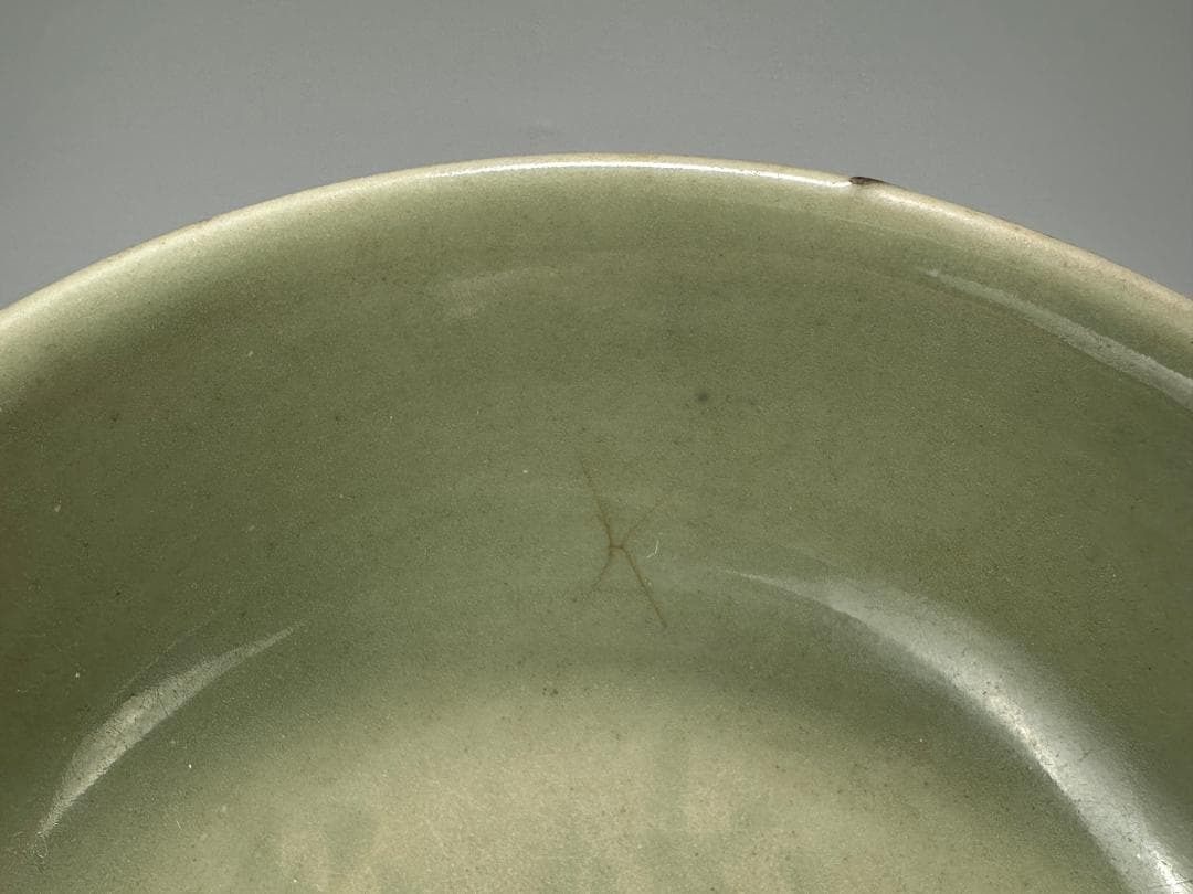 中国美術　元〜明時代　龍泉窯　青磁花卉文鉢　碗　古物保証　唐物　時代