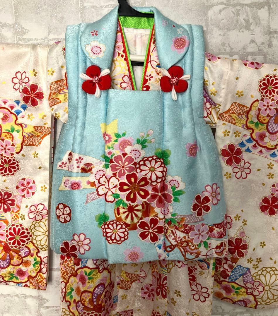 七五三 3歳 正絹 着物 セット　ひな祭り　お正月　お祝い着　被布　和装　結婚式