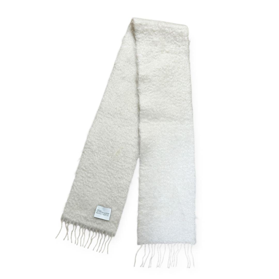 LOEWE ロエベ アナグラム マフラー アイボリー レザーロゴ モヘヤ