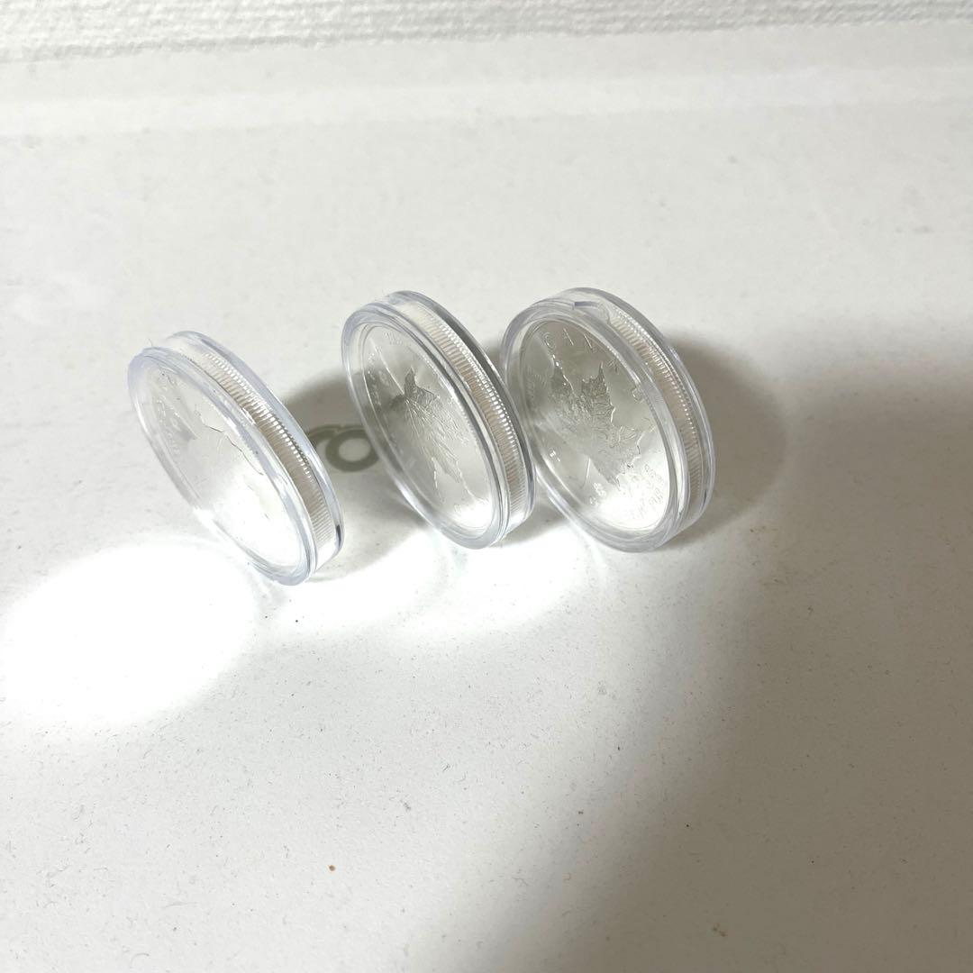 【メイプルリーフ銀貨1オンス2021年】 クリアケース入り3枚【新品未使用】