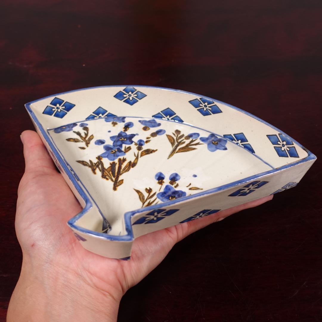 京焼 名工 宮永東山 色絵 図替 扇面 向付 5客