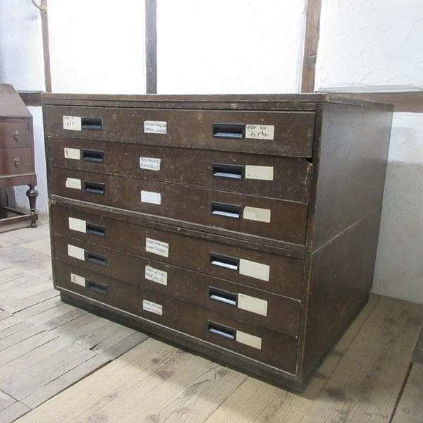 イギリス アンティーク 家具 アーキテクト チェスト 製図 図面入れ 6372c