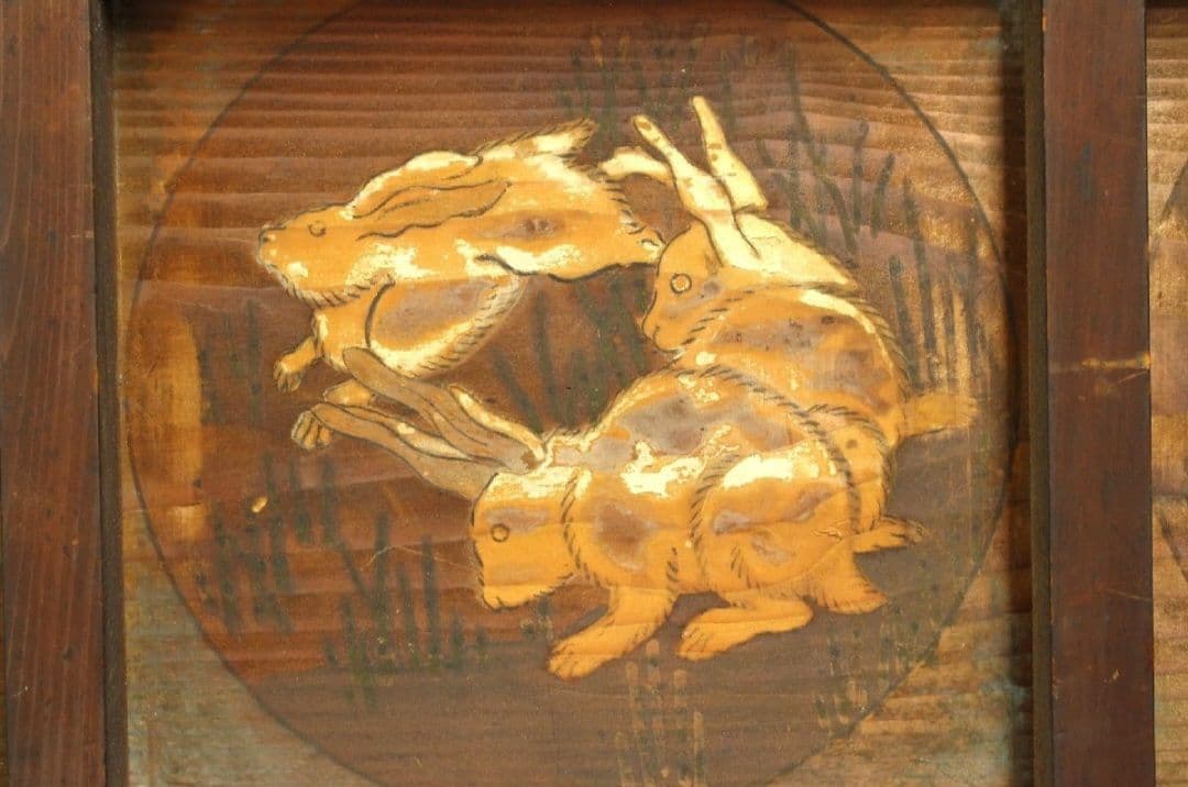 江戸時代 無銘 作者不明 彩色絵馬 干支図 蛇 虎 板絵 奉納