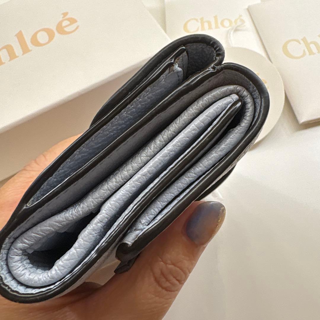 【中古】Chloé 三つ折り財布 イニシャルK,C チャーム付き