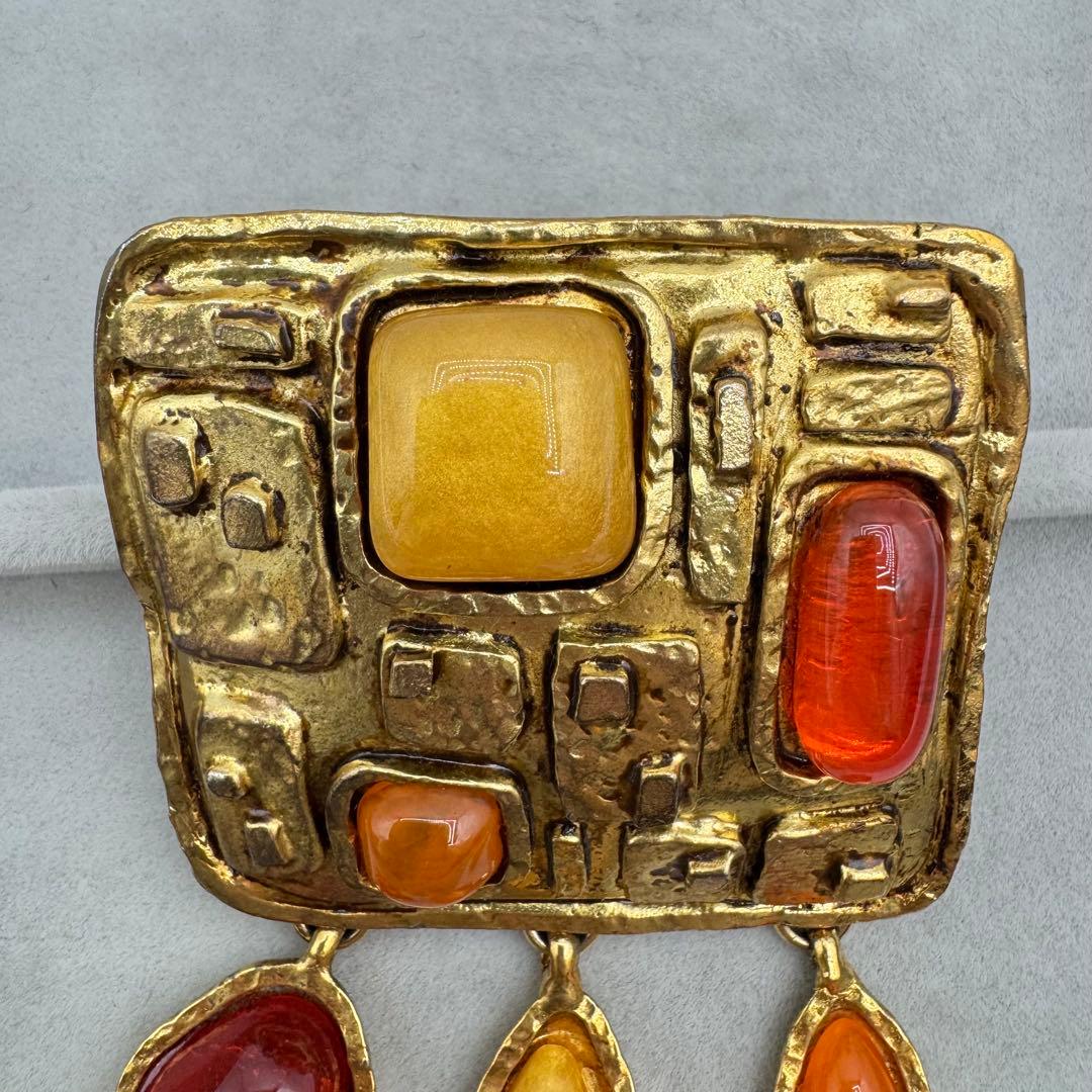 【ヴィンテージ】christian lacroix ブローチ　ゴールド　ストーン