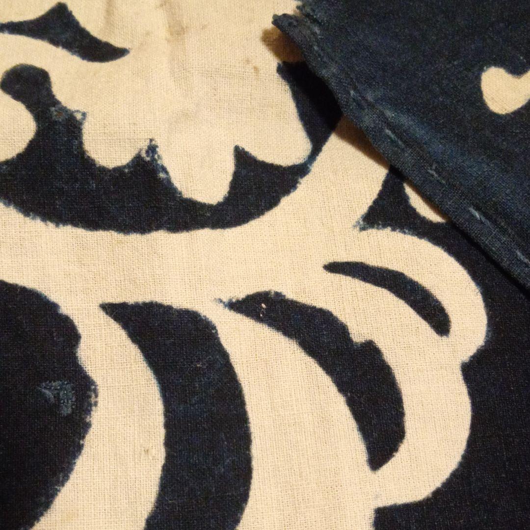 風呂敷　古布　骨董　筒描き　唐草　藍染　藍