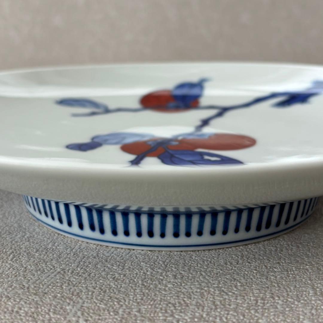 十三代 酒井田柿右衛門 作『染錦柿文皿』 有田焼 額皿