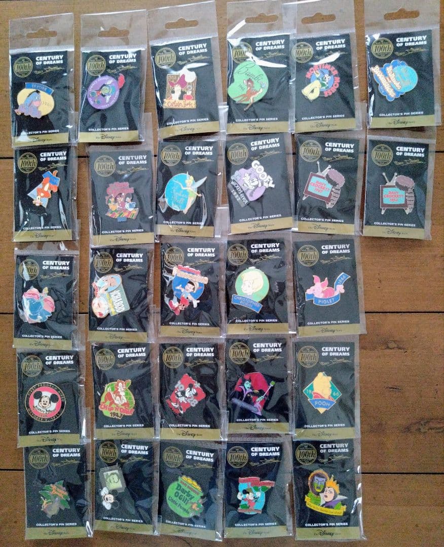 レア！レトロ★ディズニーストア★ウォルト生誕100周ピンバッジ★フルコンプセット