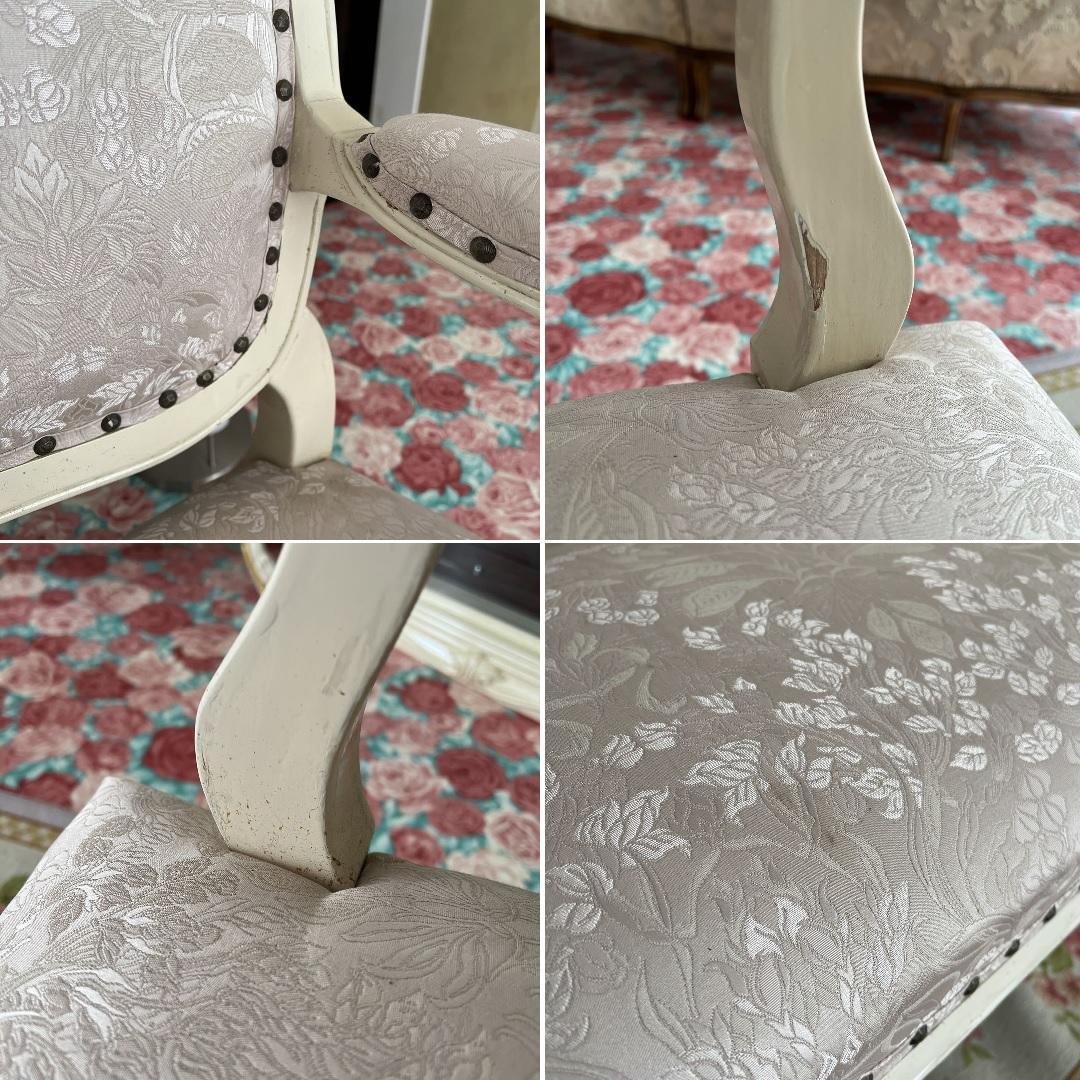 k075r118 白家具 姫系ソファセット 2人掛け・1人掛け×2台 クラシック