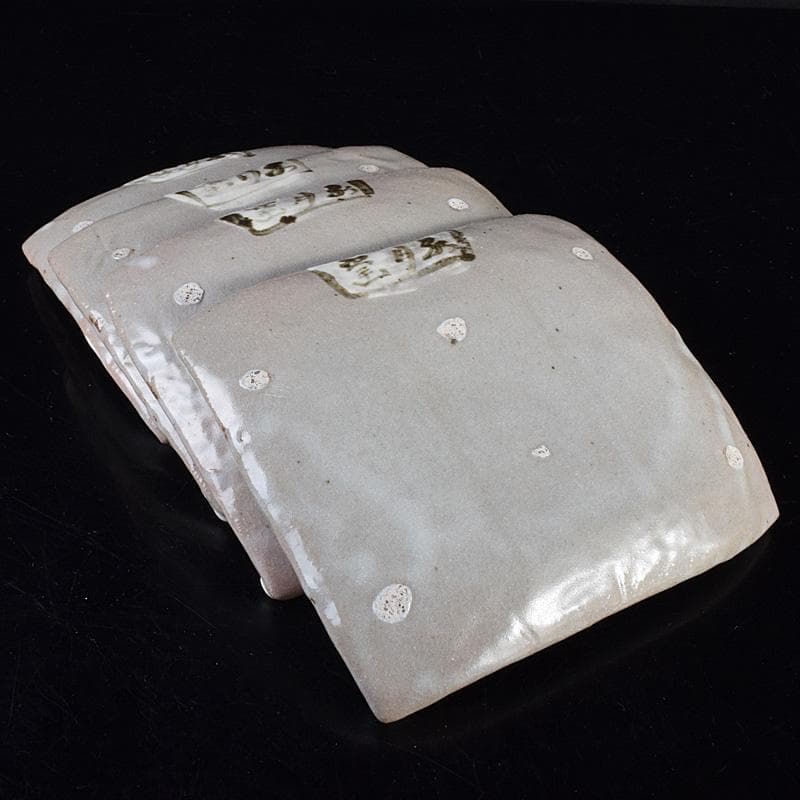 志野焼　虎渓山　水月窯　雲綿手　角皿　四客　共箱　V　R7624