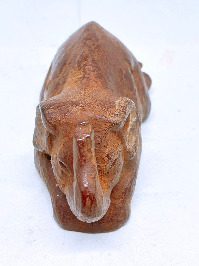 長江録弥作 仔象像 ブロンズ製? 彫像 彫刻家 アート オブジェ 約1.0kg