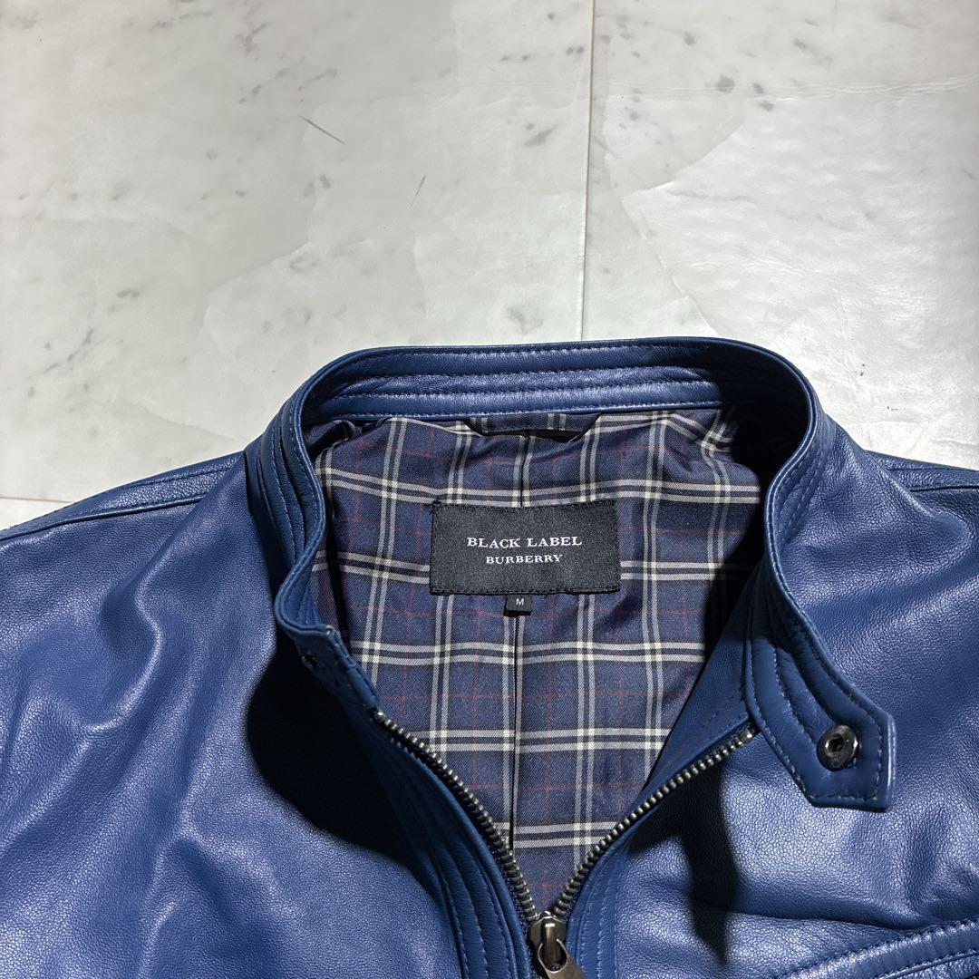 極美品　バーバリーブラックレーベル　ラムレザーレザー　ライダースジャケット　青