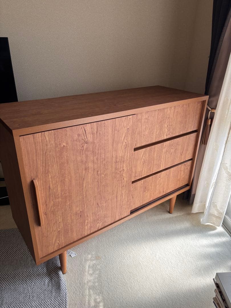 ブラウン木製キャビネット 中型 3引き出し