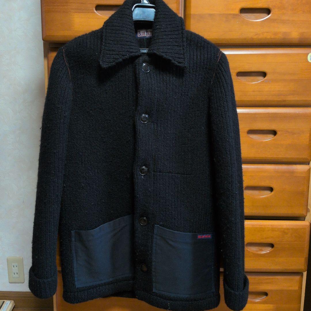 ハリウッドランチマーケットBLUE BLUE 圧縮ニットジャケット 黒