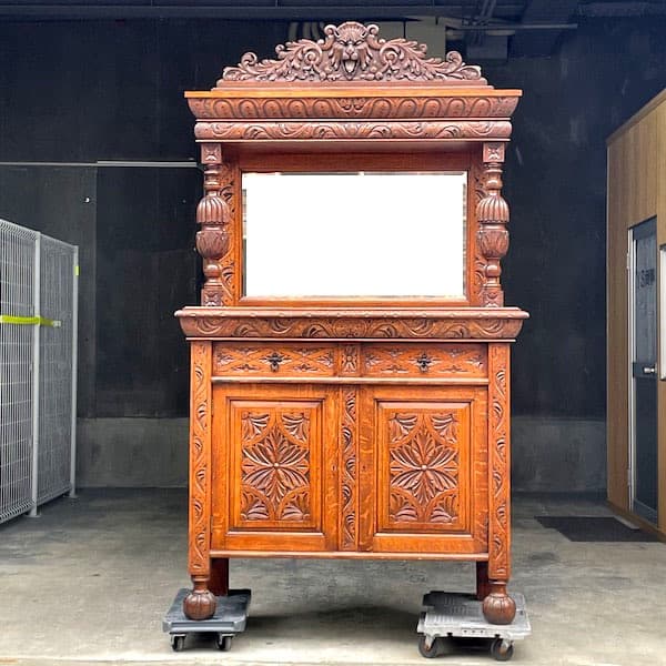 1880年頃　イギリスアンティーク　ミラーバックキャビネット　カップボード