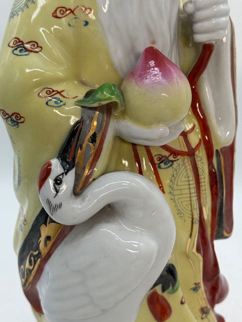 中国　景徳鎮製　色絵　禄星寿星像　送料込み251222