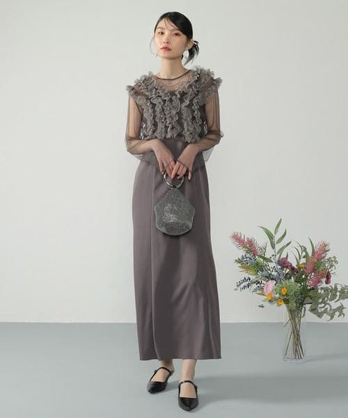 チュール ボリューム フリル ベスト シアー トップス ワンピース niana