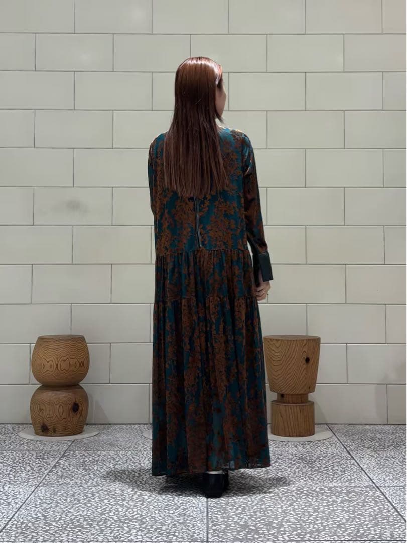 ROSSO フロッキープリントティアードワンピース