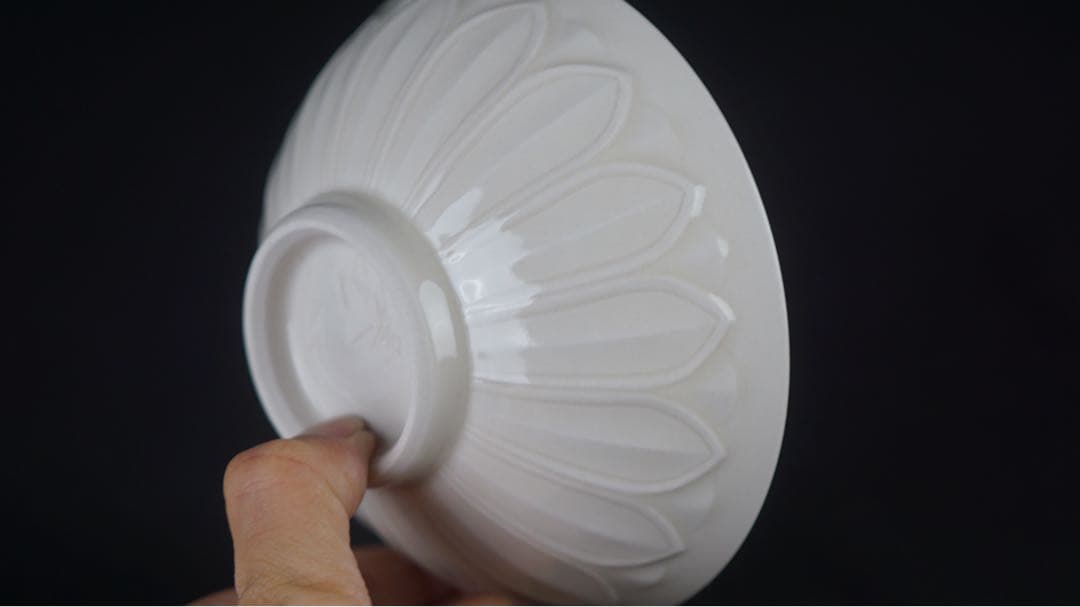 二代 加藤渓山 作 牙黄磁 しのぎ 茶碗 共箱 栞 茶道具