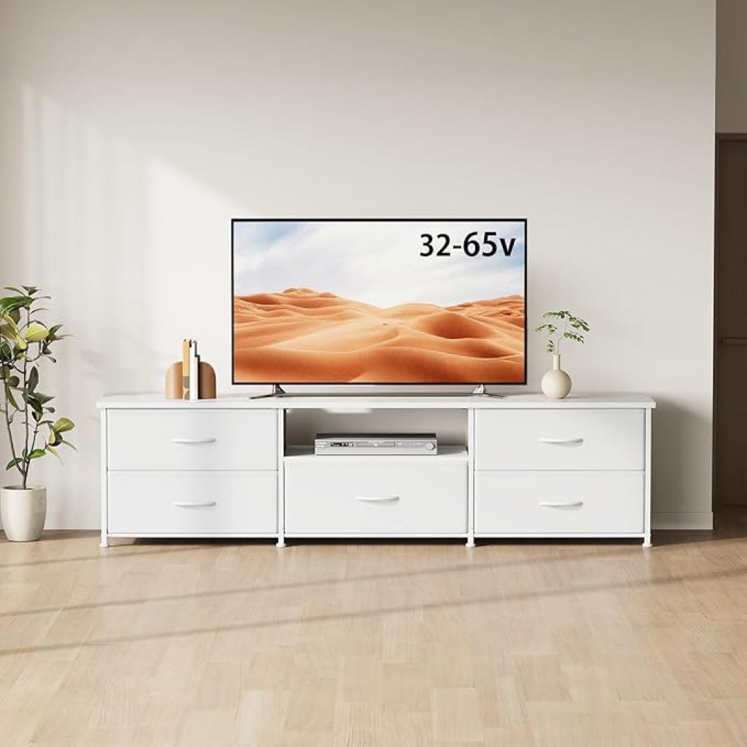 テレビボード55型対応収納付きローボード 引き出付幅150×奥行35×高さ40白