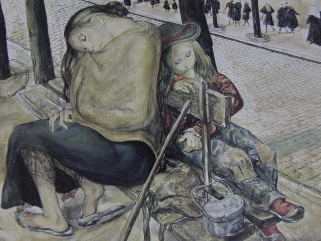 藤田嗣治、【路傍】、希少な限定額装用画集画、新品高級額 額装付