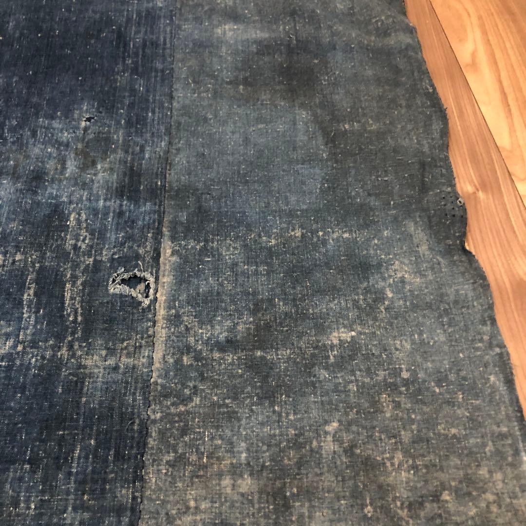 古布藍染木綿　襤褸　布団側