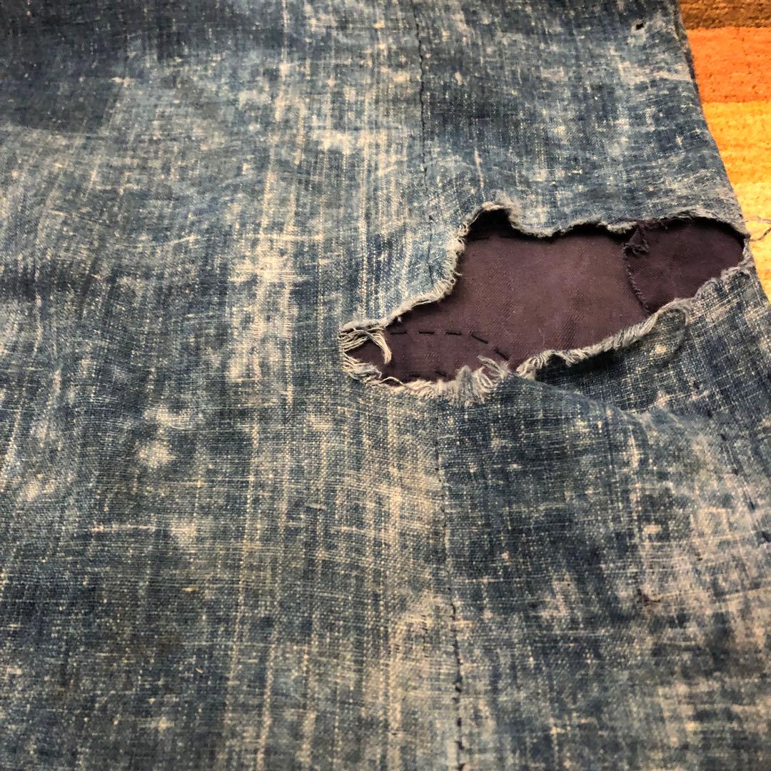 古布藍染木綿　襤褸　布団側