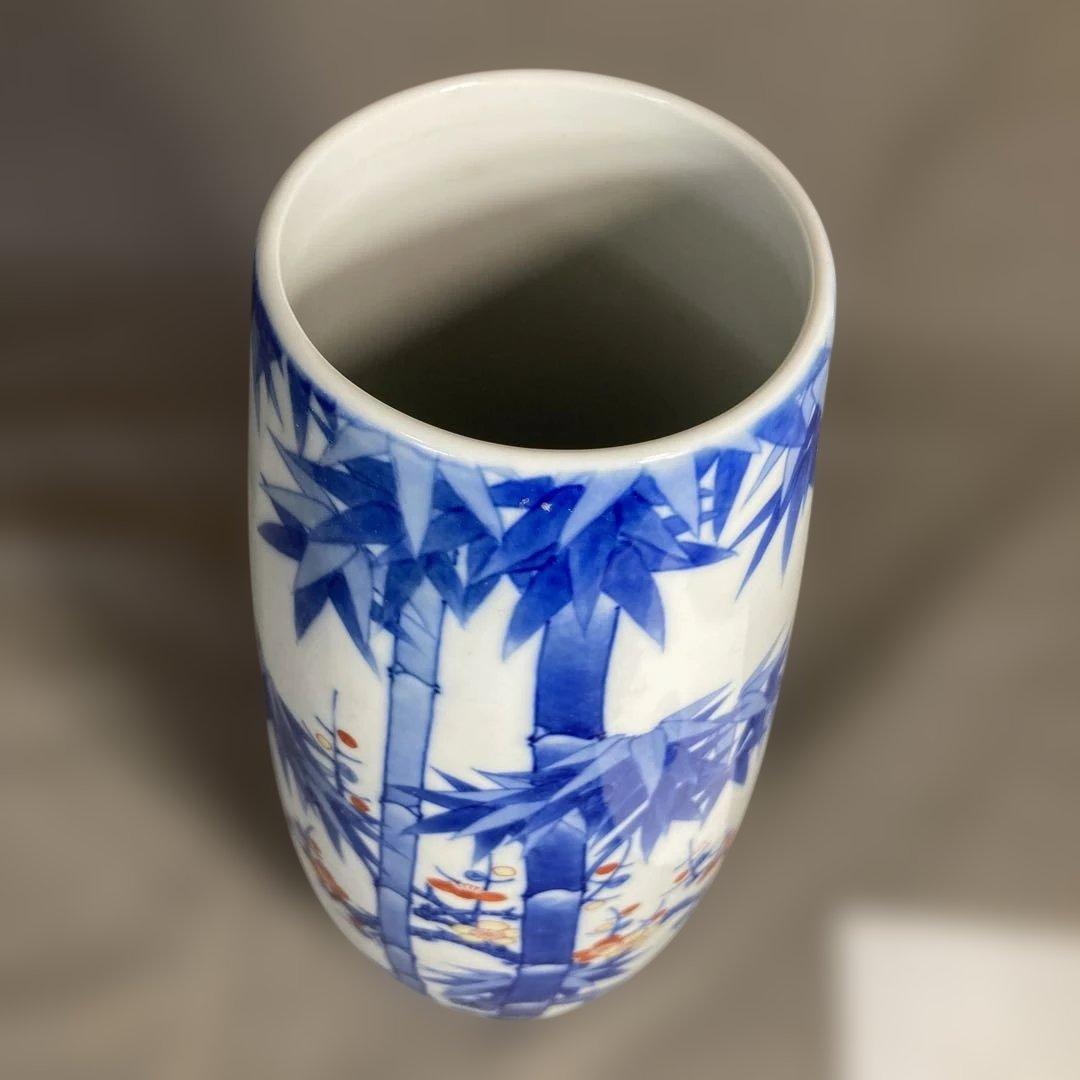 【市川光春】色鍋島の伝統　鍋島藩窯　名窯　御庭焼　市川光春作　錦竹梅菊文　花瓶