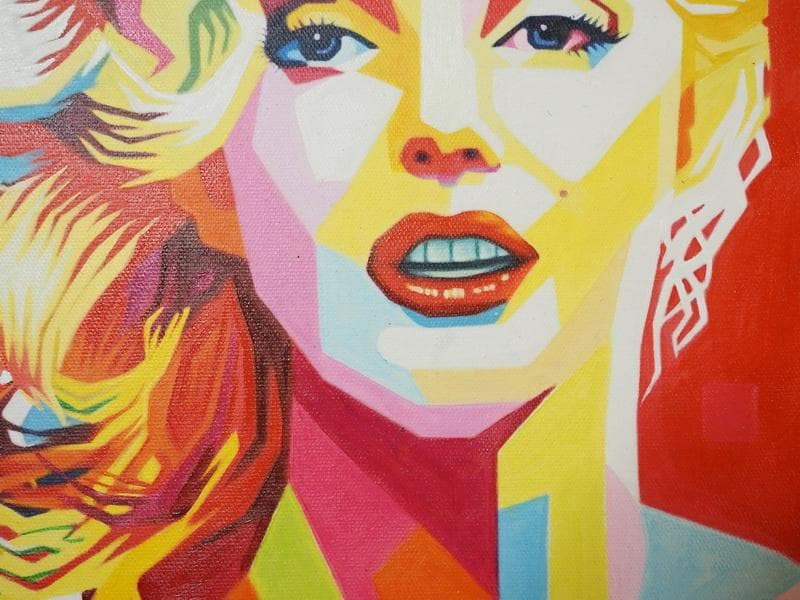 油絵　アンディ・ウォーホル　モンロー　人物画　F6　額付き　手描き　肉筆