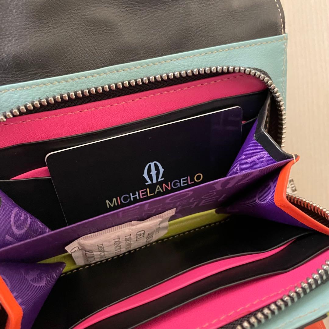 未使用品☆MICHELANGELOミケランジェロ☆ 刺繍ビーズ装飾 三つ折り財布