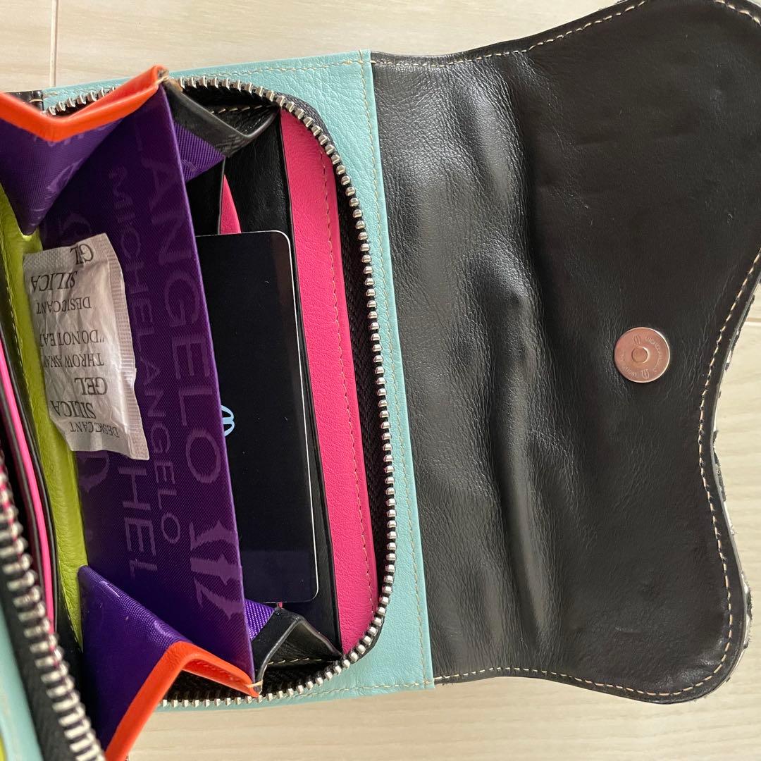 未使用品☆MICHELANGELOミケランジェロ☆ 刺繍ビーズ装飾 三つ折り財布