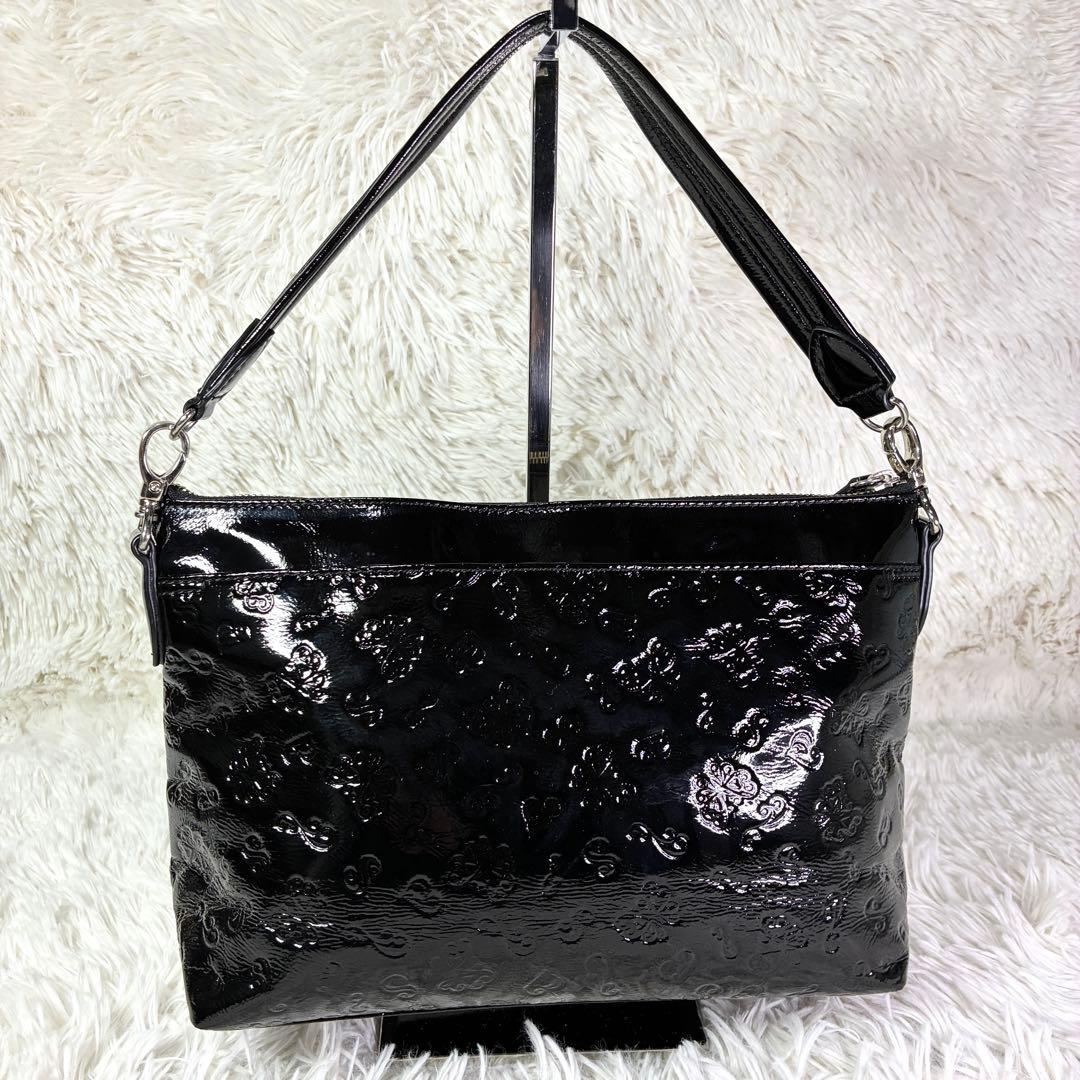 【極美品】アナスイ エリス 型押し エナメルレザー ショルダーバッグ 2way