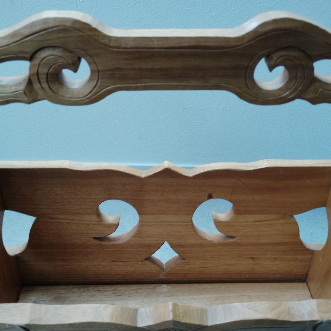 アイヌ紋様　木彫　マガジンラック　木製小物入れ　伝統工芸　民藝