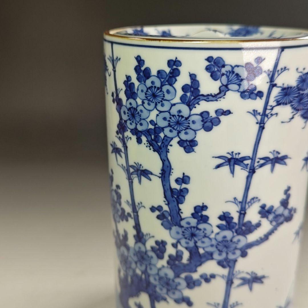 ウ293 水指『平安　龍岳造』『染付松竹梅　中置　水指　共箱』茶道具