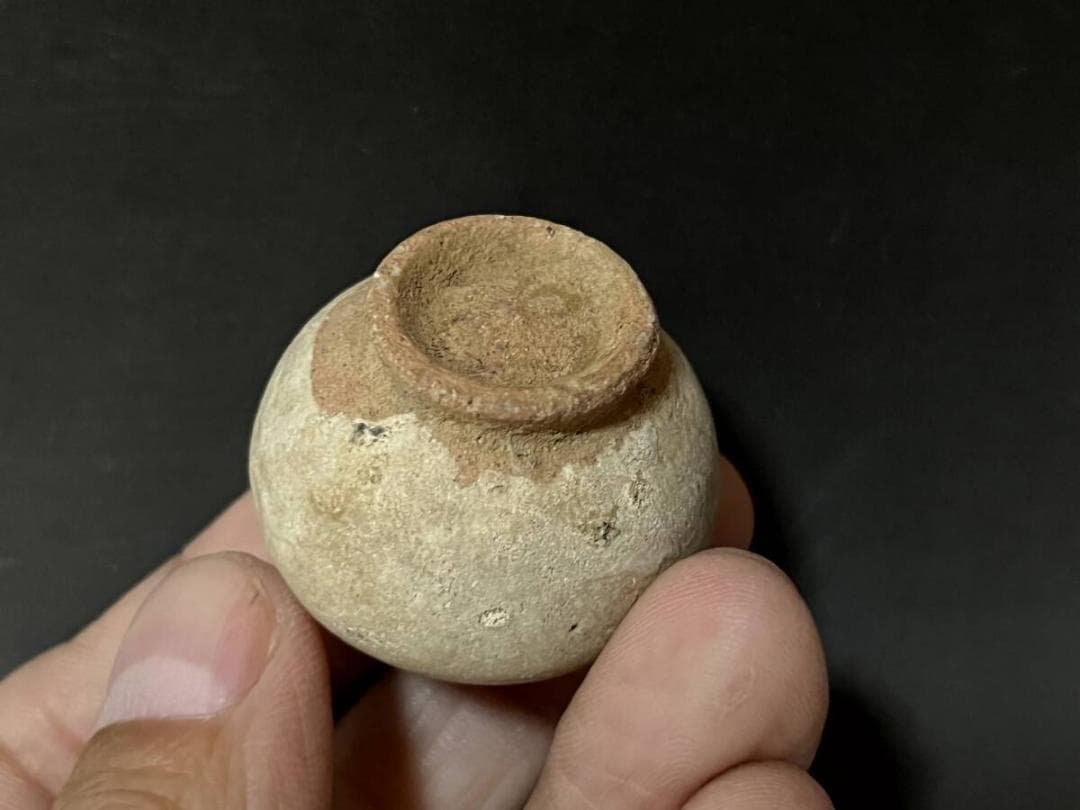 小壺■宋胡録 半磁器胎土 灰青磁釉 古い小壺 3.8cm 水滴 花瓶 古壷■