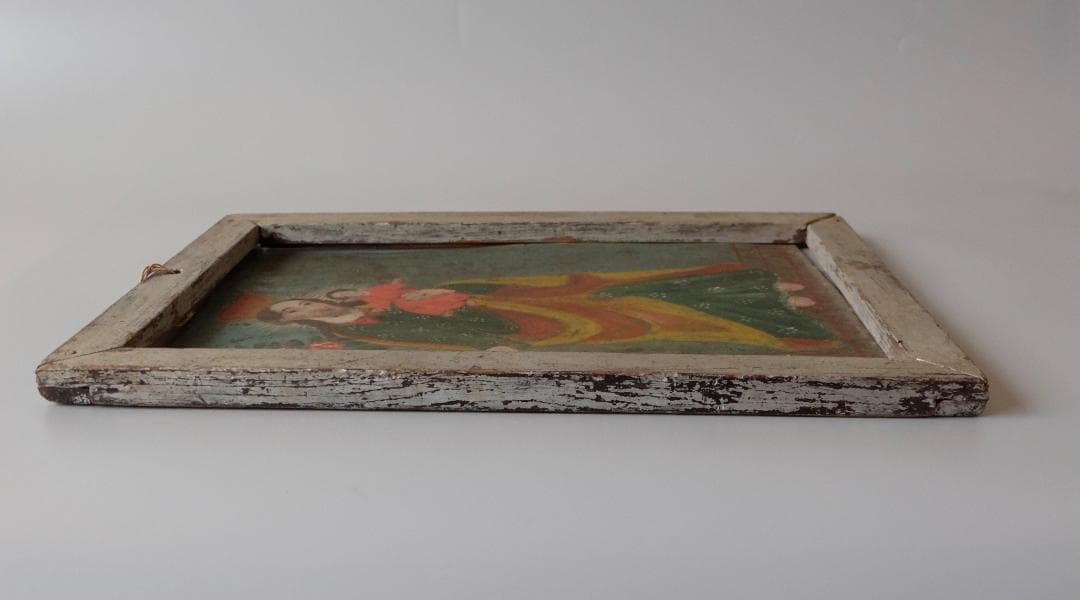 ☆メキシコのブリキに描かれたイコン ：幼子イエスを抱くサン・ホセ