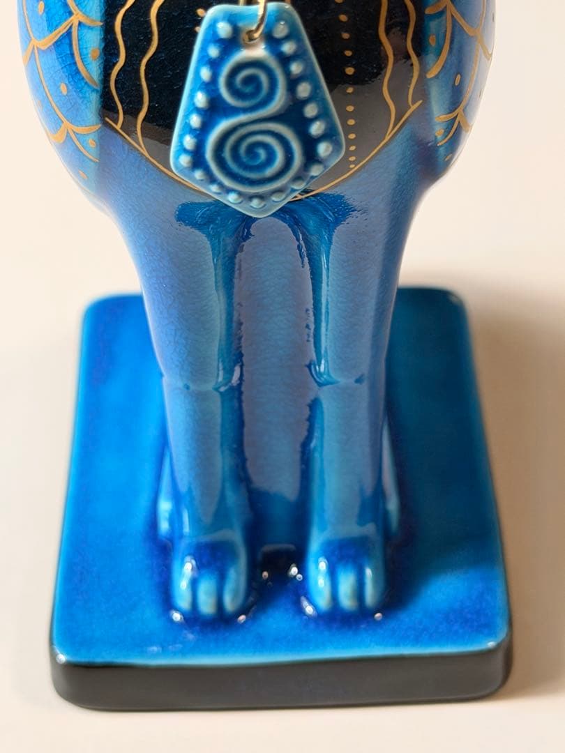 #美濃焼 幸兵衛窯 エジプト神 九栄神 ホルス 隼 青釉金彩　S-1