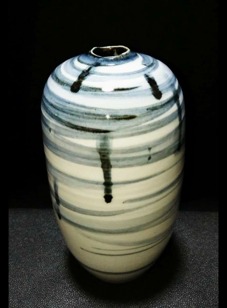 浅見隆三 青・白磁 染付 壷