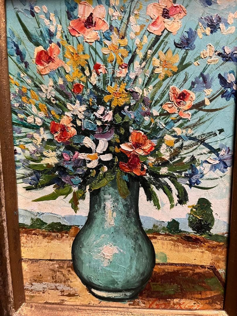 油絵　花　肉筆