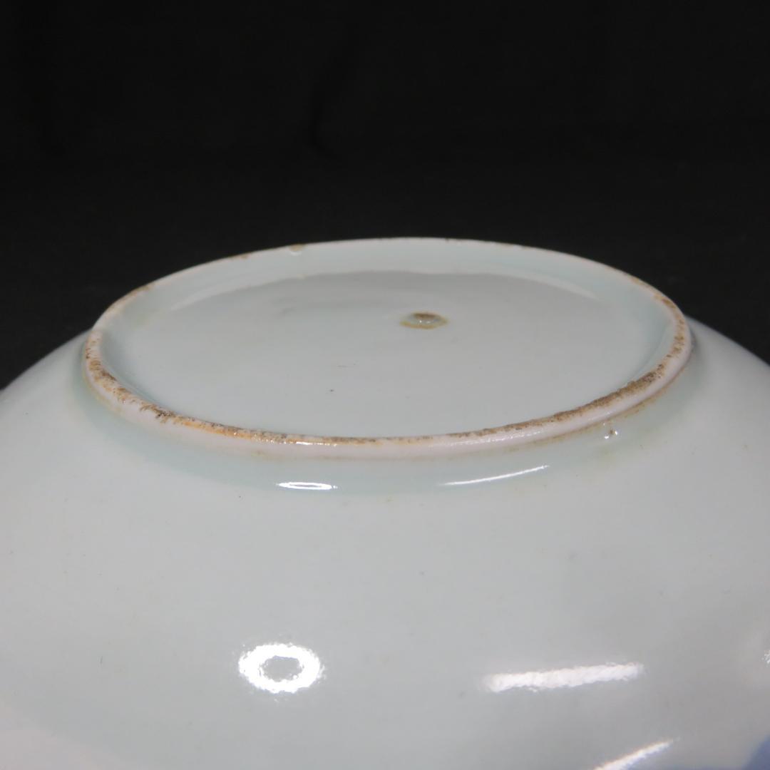 皿 5枚 古伊万里 染付 山水 江戸 窯傷 家屋 船