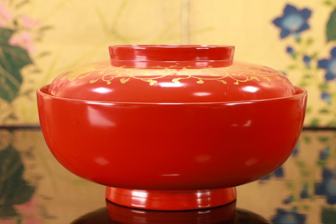 BJ121　時代輪島塗　四君子図蒔絵　吸物椀　二客　木製　茶道具 懐石 会席