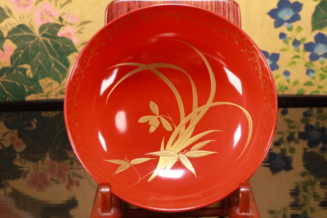 BJ121　時代輪島塗　四君子図蒔絵　吸物椀　二客　木製　茶道具 懐石 会席