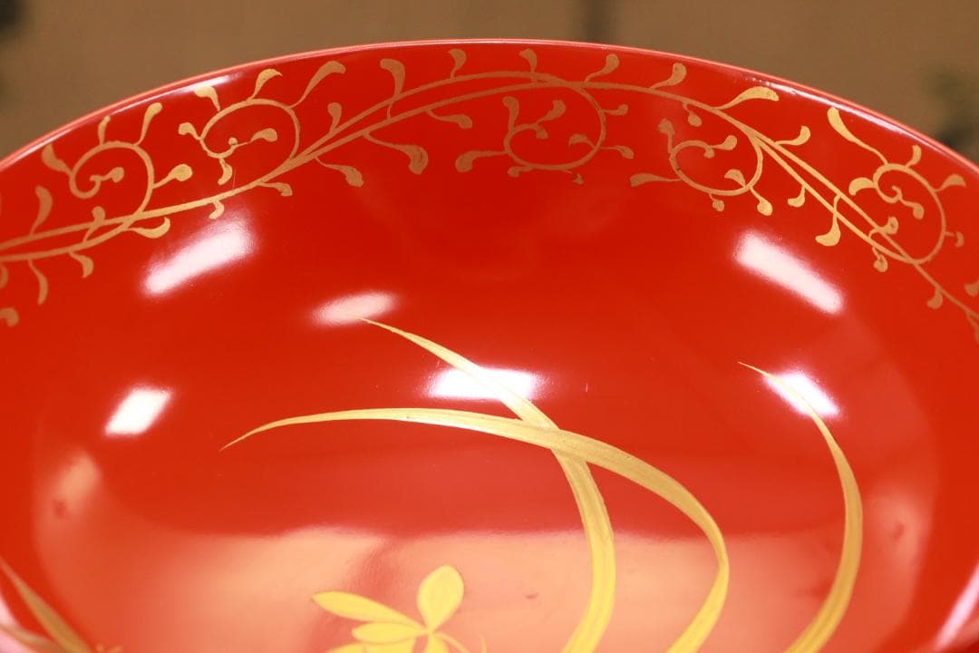 BJ121　時代輪島塗　四君子図蒔絵　吸物椀　二客　木製　茶道具 懐石 会席