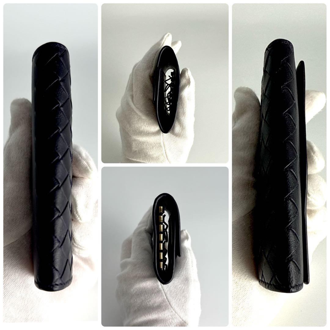 ボッテガ ヴェネタ イントレチャート ６連 キーケース レザー 本革 ネイビー