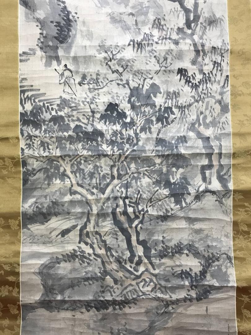 谷文晁/山水人物図/山水図/楼閣山水図/古画/掛軸/名家伝来/AE-132