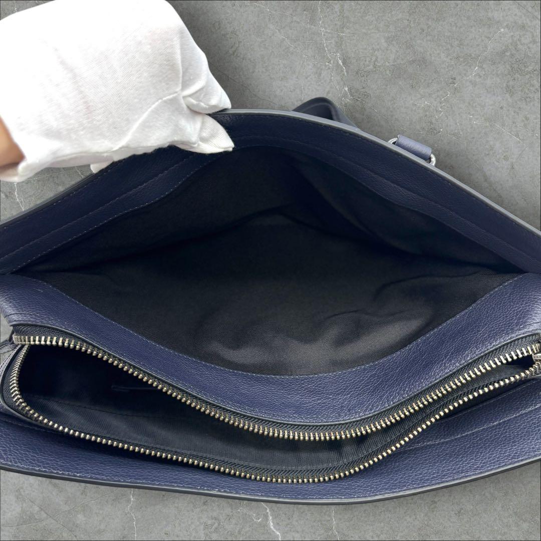 COACH ブリーフケース 2way レザー ネイビー系 71614