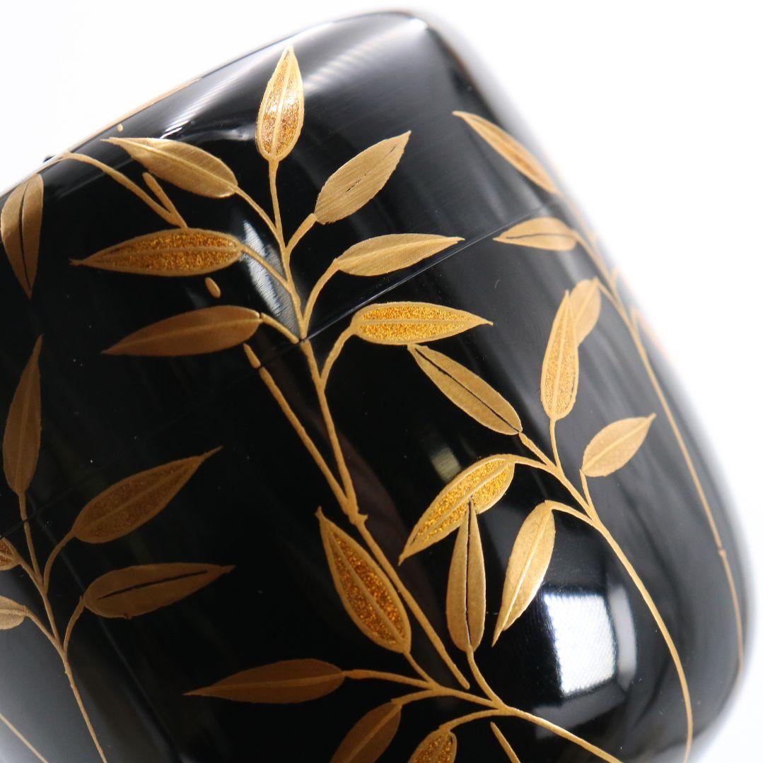 蒔絵師 筑城良斉作 笹露 大棗 茶道具 共箱　V934