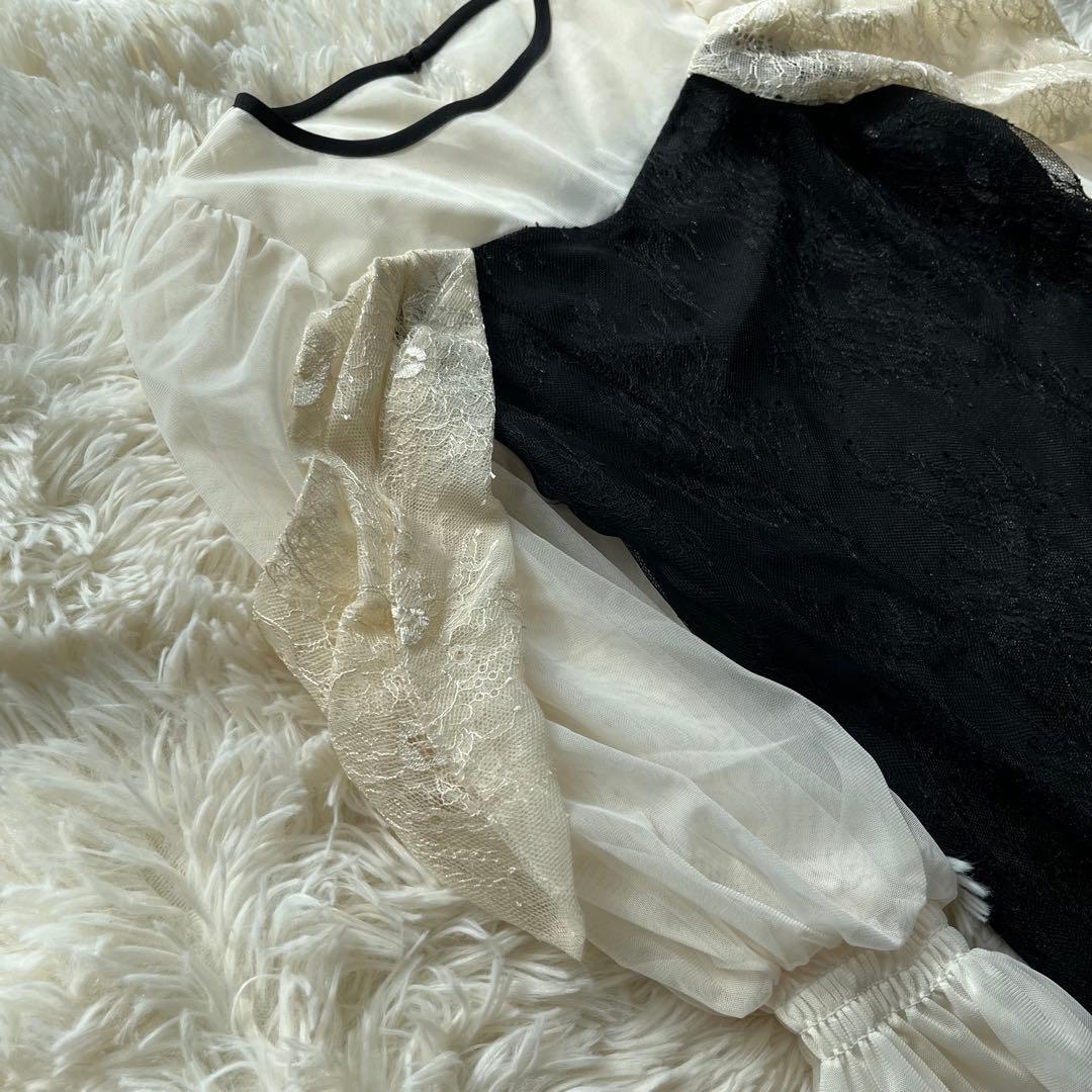 美品✨ルイルエブティック　ボリュームスリーブ×レースドレス マーメイド　S